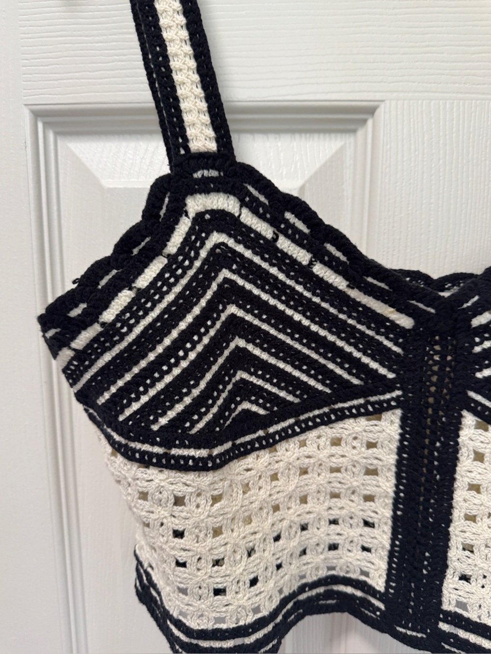 Jason Wu Crochet Knit Crop Top Boho Cottagecore, Festival Tank Sz. 8 - Picture 3 of 6
